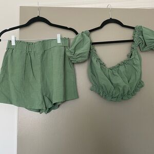 Off The Shoulder Frill Trim Top & Shorts Set